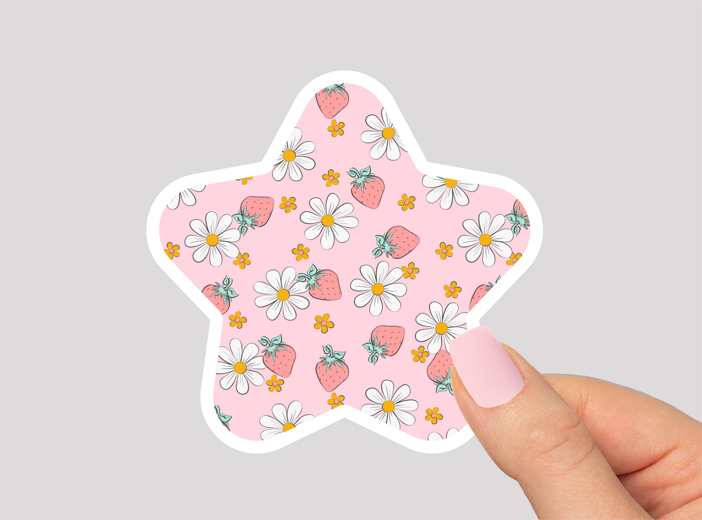 Strawberry Pattern Vinyl Die Cut Sticker