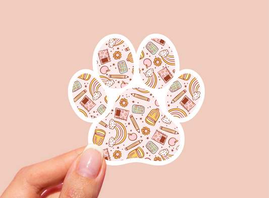 School Pattern Paw Vinyl Die Cut Sticker