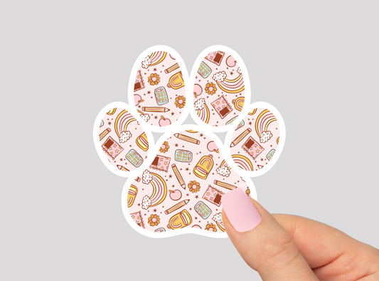 School Pattern Paw Vinyl Die Cut Sticker