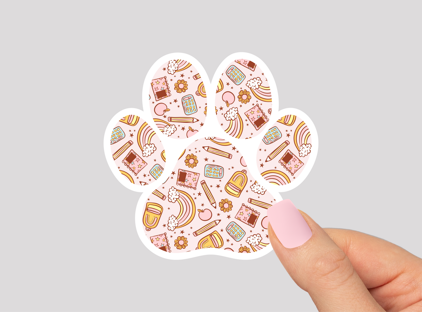 School Pattern Paw Vinyl Die Cut Sticker