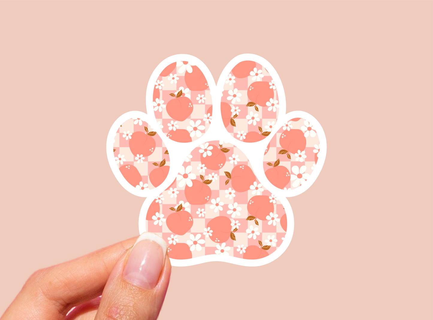 Peach Pattern Paw Vinyl Die Cut Sticker