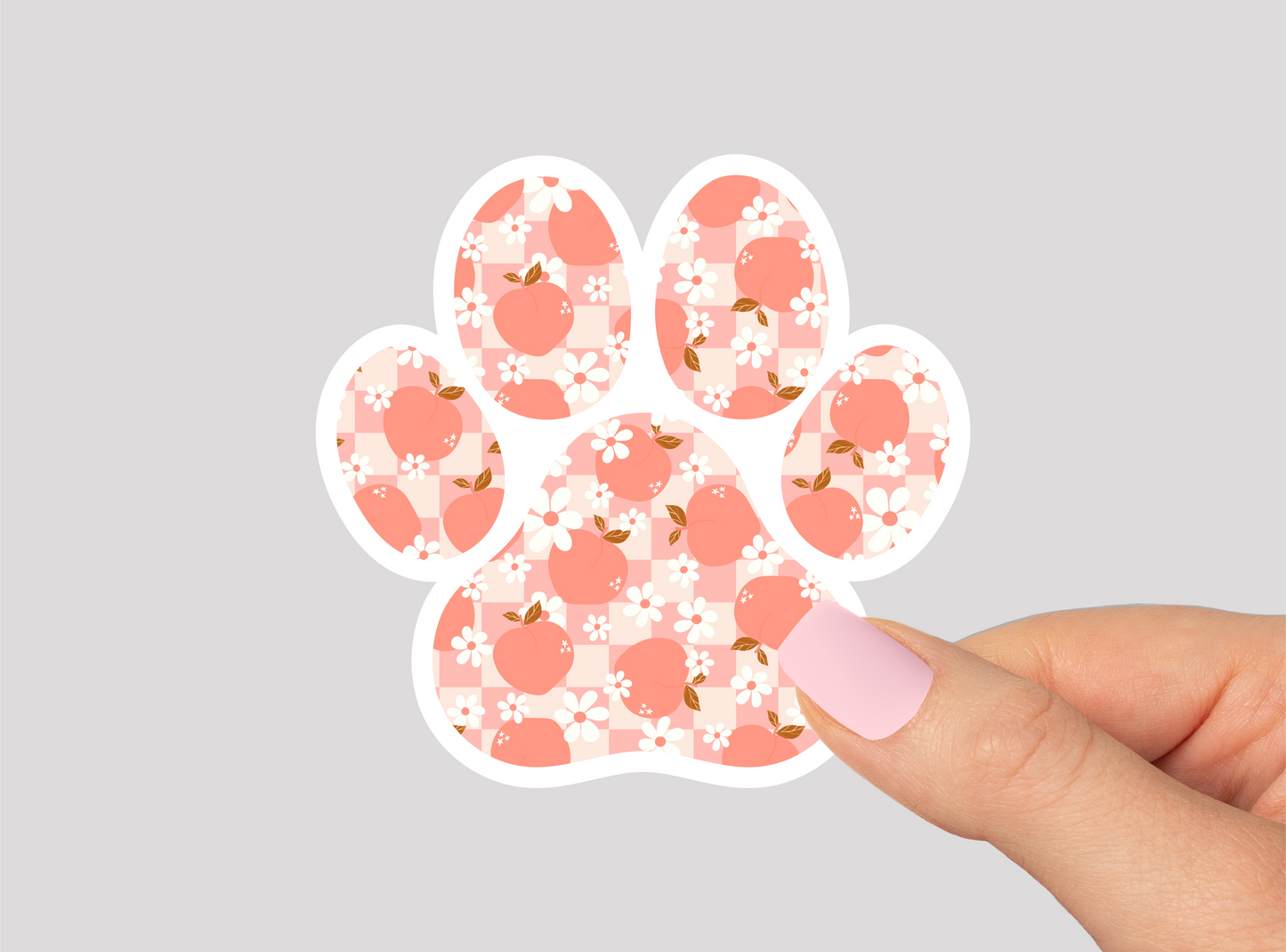 Peach Pattern Paw Vinyl Die Cut Sticker