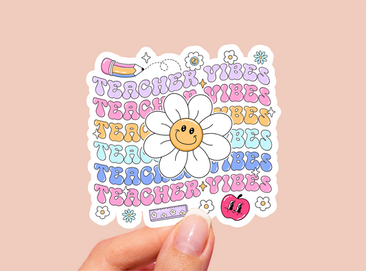 Teacher Vibes Vinyl Die Cut Sticker