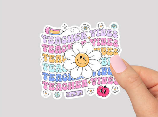 Teacher Vibes Vinyl Die Cut Sticker