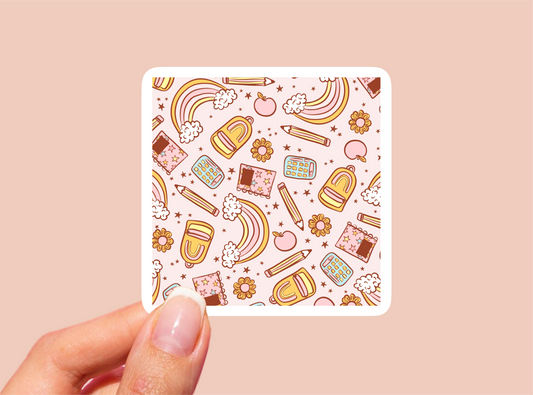 Squared School Pattern Vinyl Die Cut Sticker