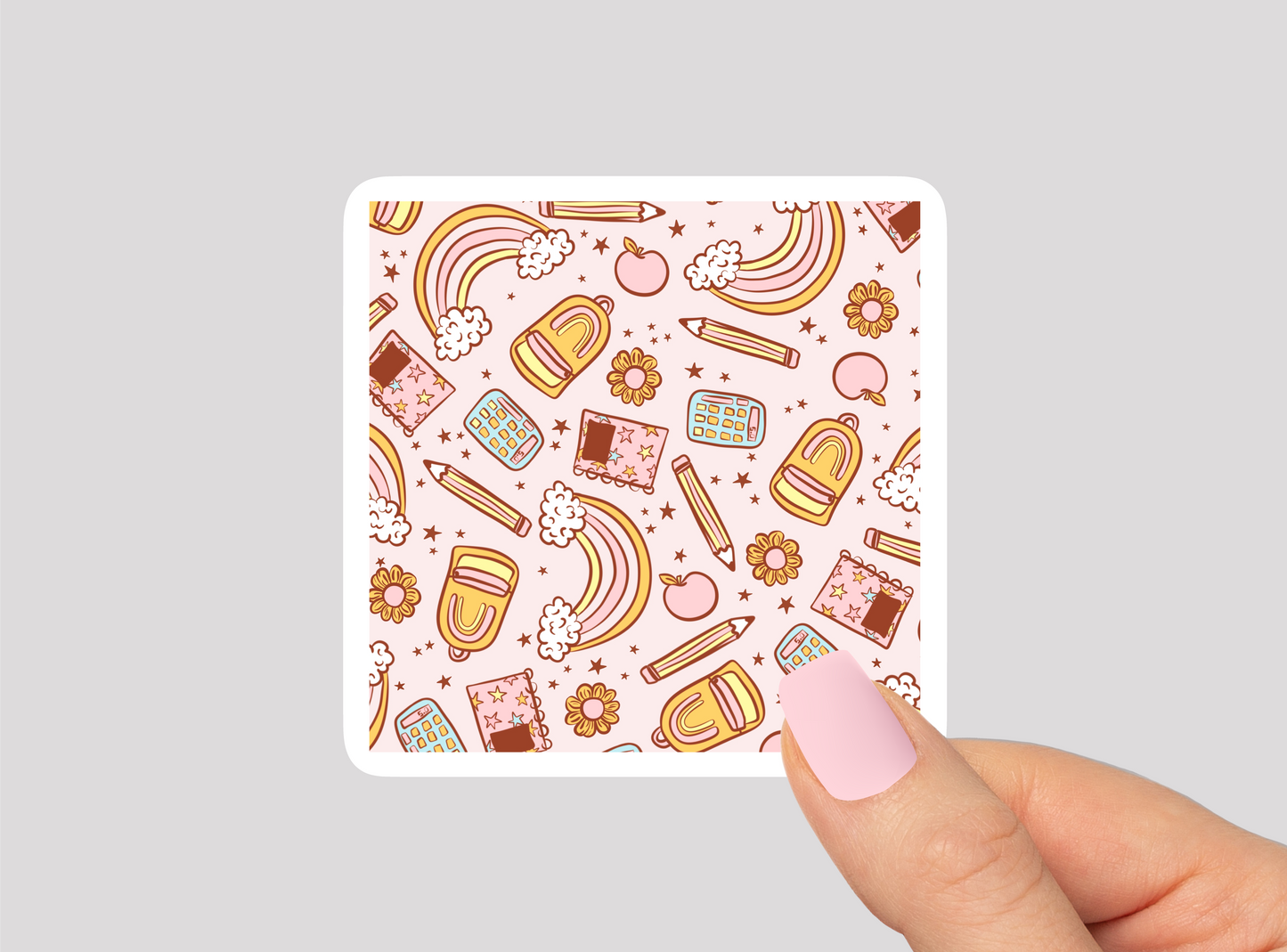 Squared School Pattern Vinyl Die Cut Sticker