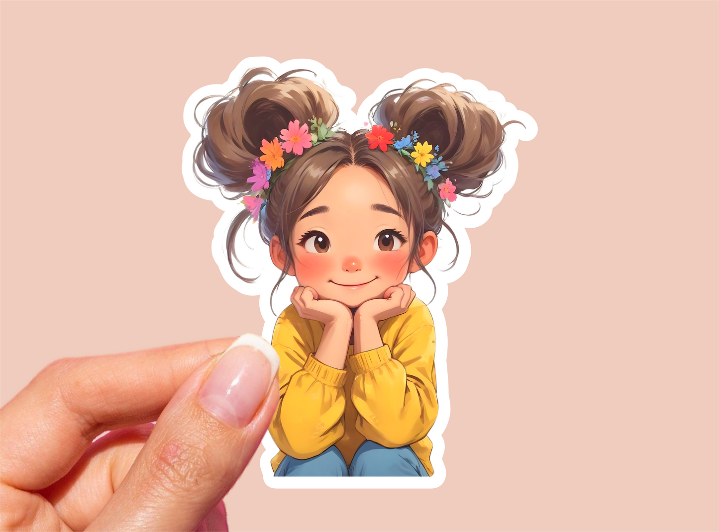 Cute Girl Vinyl Die Cut Sticker