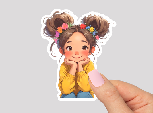 Cute Girl Vinyl Die Cut Sticker