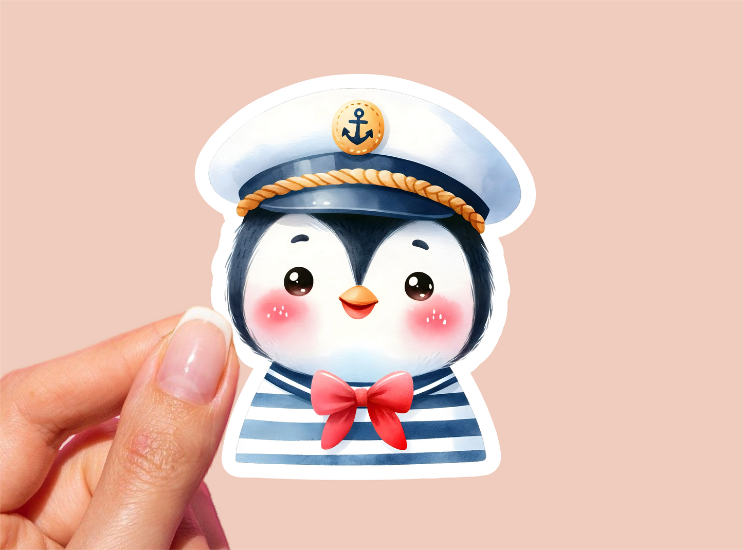 Cute Penguin Sailor Vinyl Die Cut Sticker