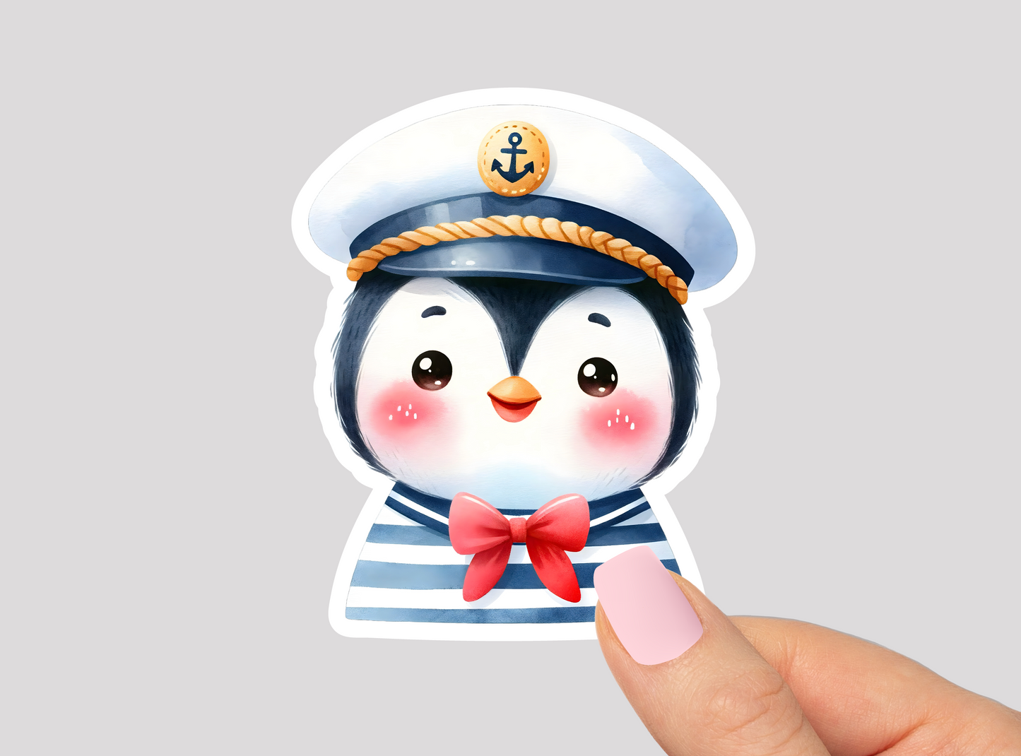 Cute Penguin Sailor Vinyl Die Cut Sticker