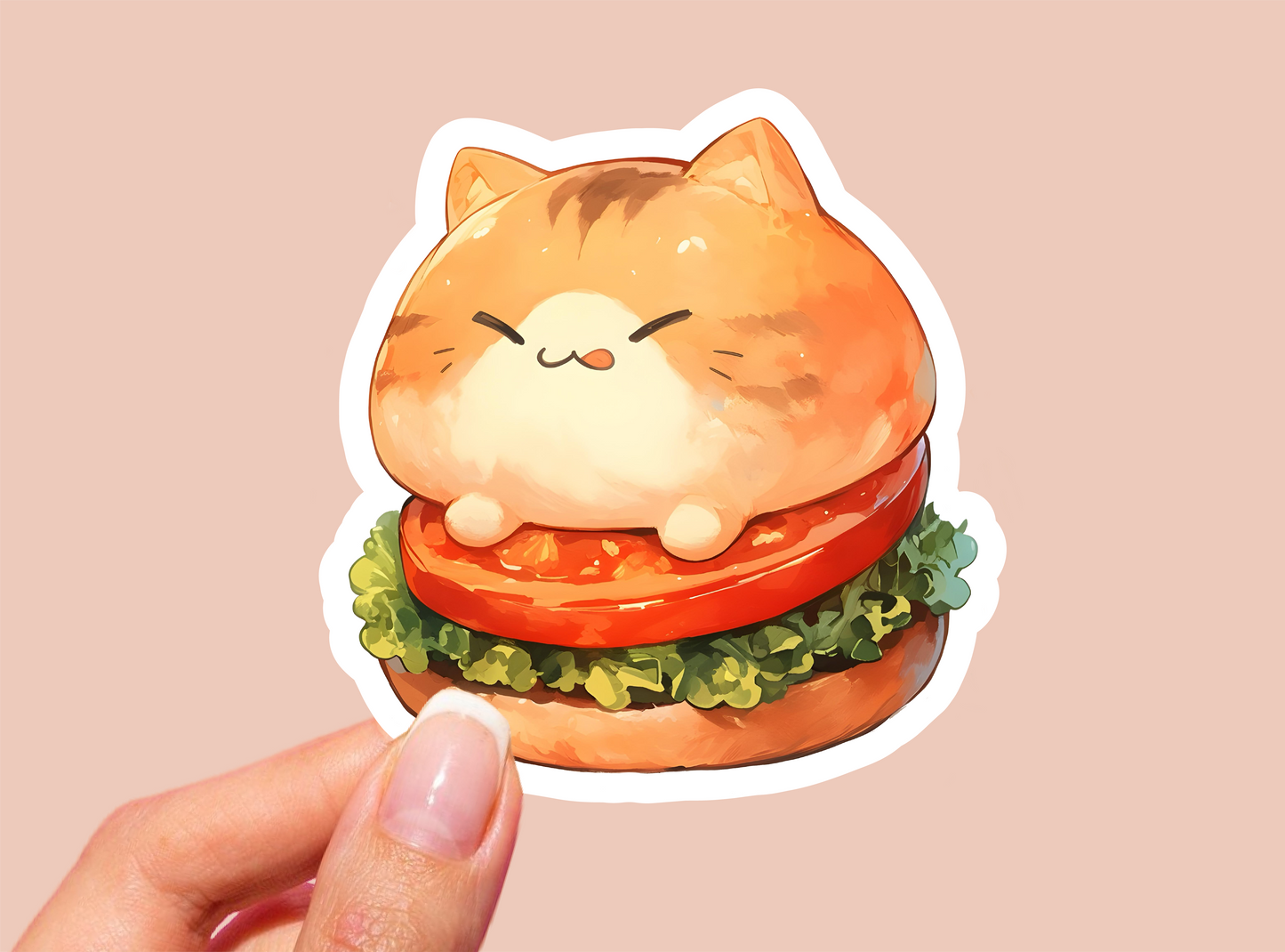 Burger Cat Vinyl Die Cut Sticker