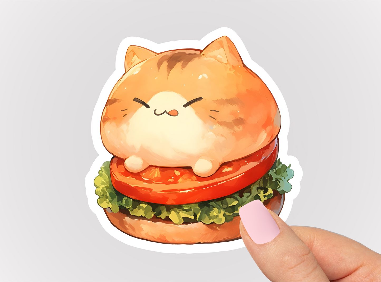 Burger Cat Vinyl Die Cut Sticker