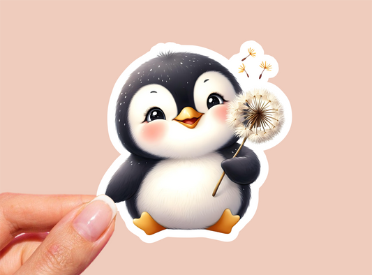 Dandelion Penguin Vinyl Die Cut Sticker