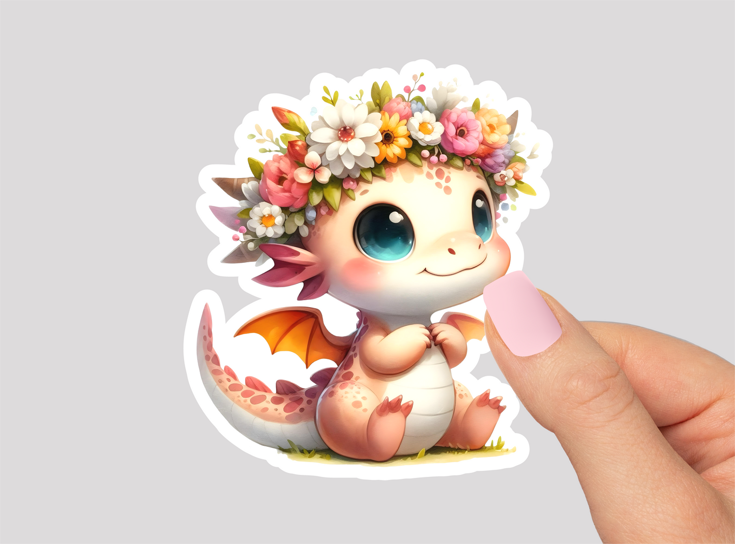 Floral Dragon Vibes Vinyl Die Cut Sticker