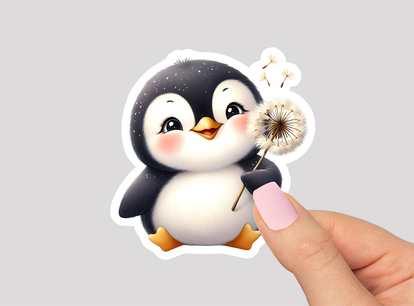 Dandelion Penguin Vinyl Die Cut Sticker