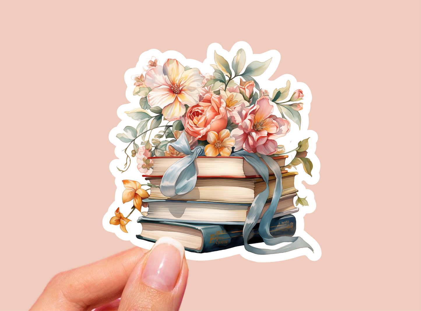 Floral Books Vinyl Die Cut Sticker