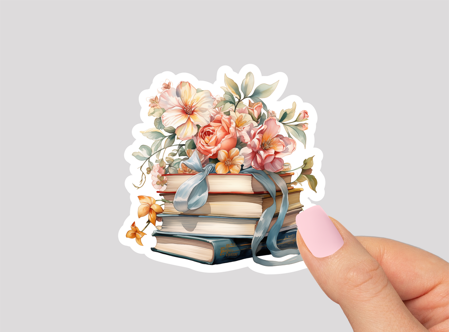 Floral Books Vinyl Die Cut Sticker