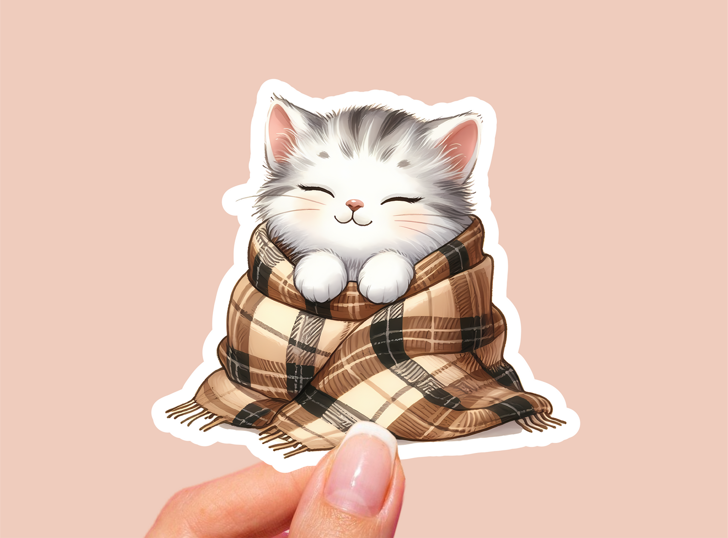 Cozy Cat Vinyl Die Cut Sticker