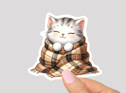 Cozy Cat Vinyl Die Cut Sticker