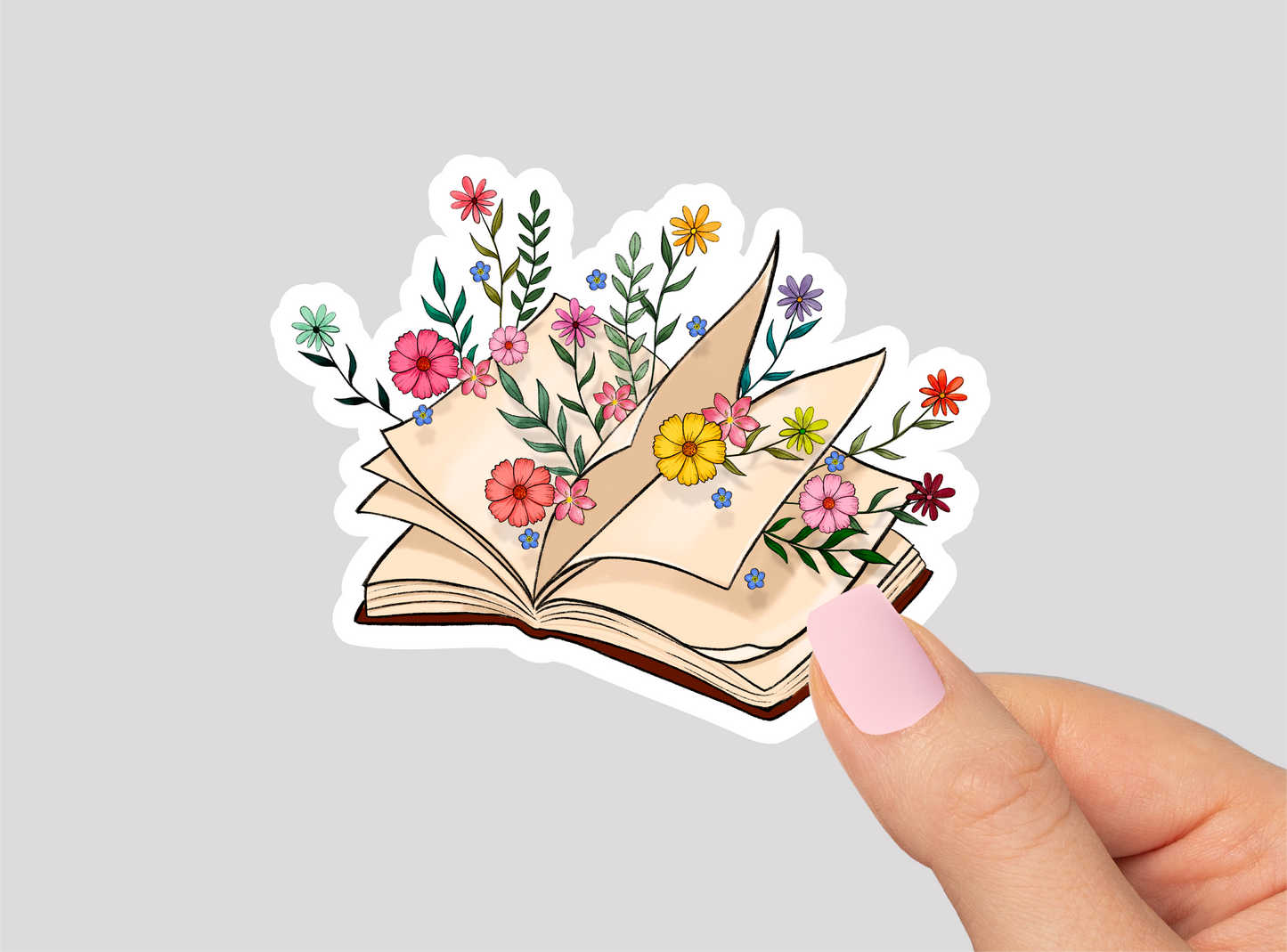 Floral Book Vinyl Die Cut Sticker