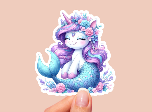 Mermaid Unicorn Vinyl Die Cut Sticker