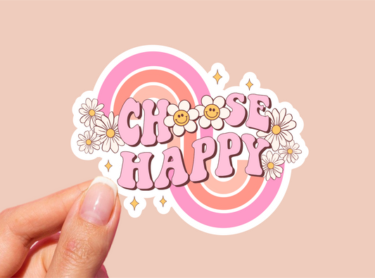 Choose Happy Vinyl Die Cut Sticker