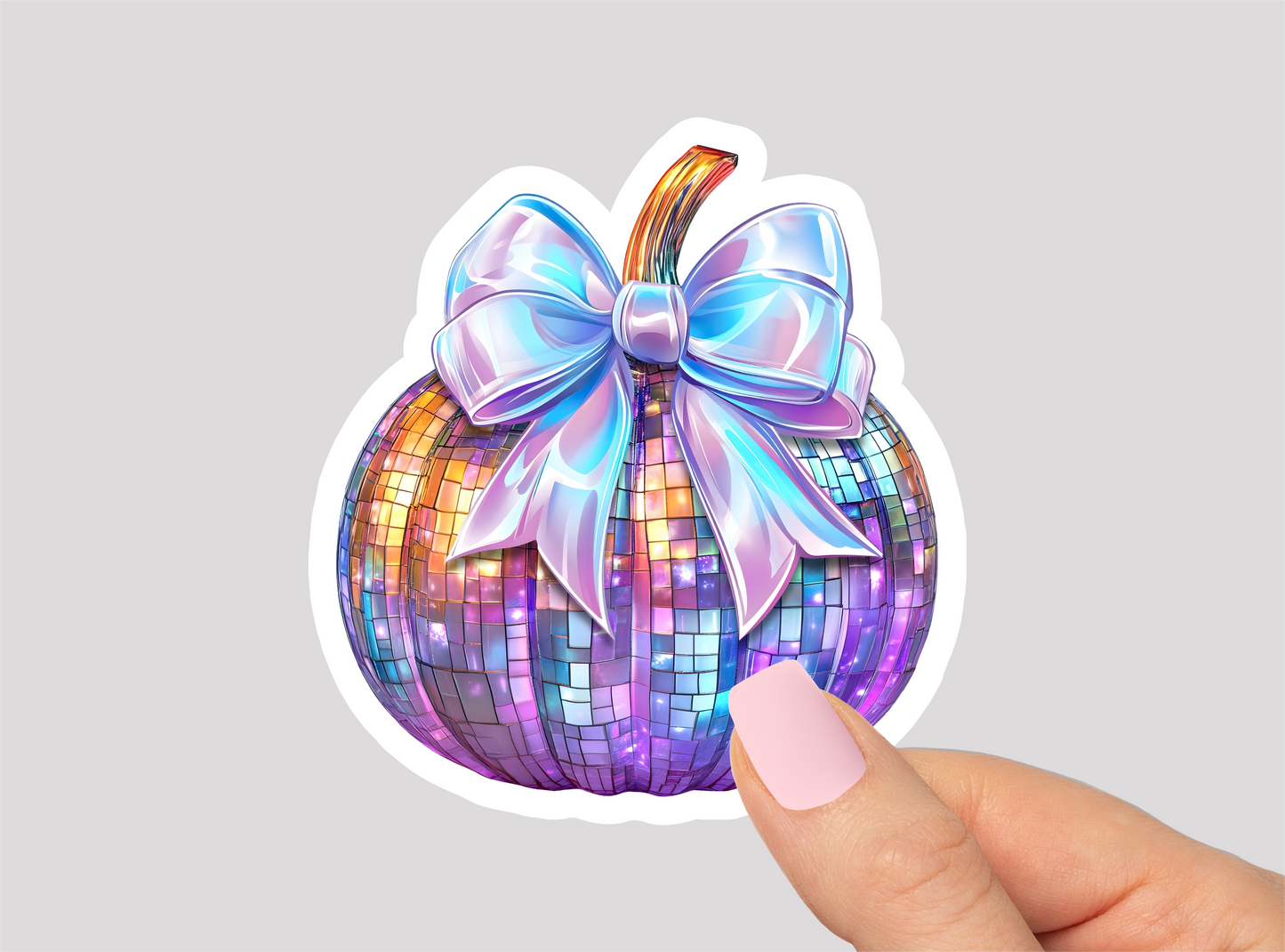 Iridescent Disco Pumpkin Vinyl Die Cut Sticker