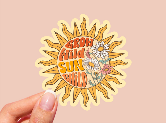 Sun Vinyl Die Cut Sticker Grow Wild Sun Child