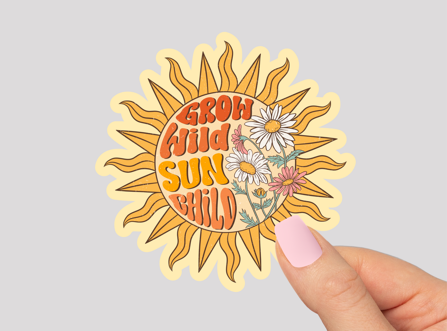 Sun Vinyl Die Cut Sticker Grow Wild Sun Child