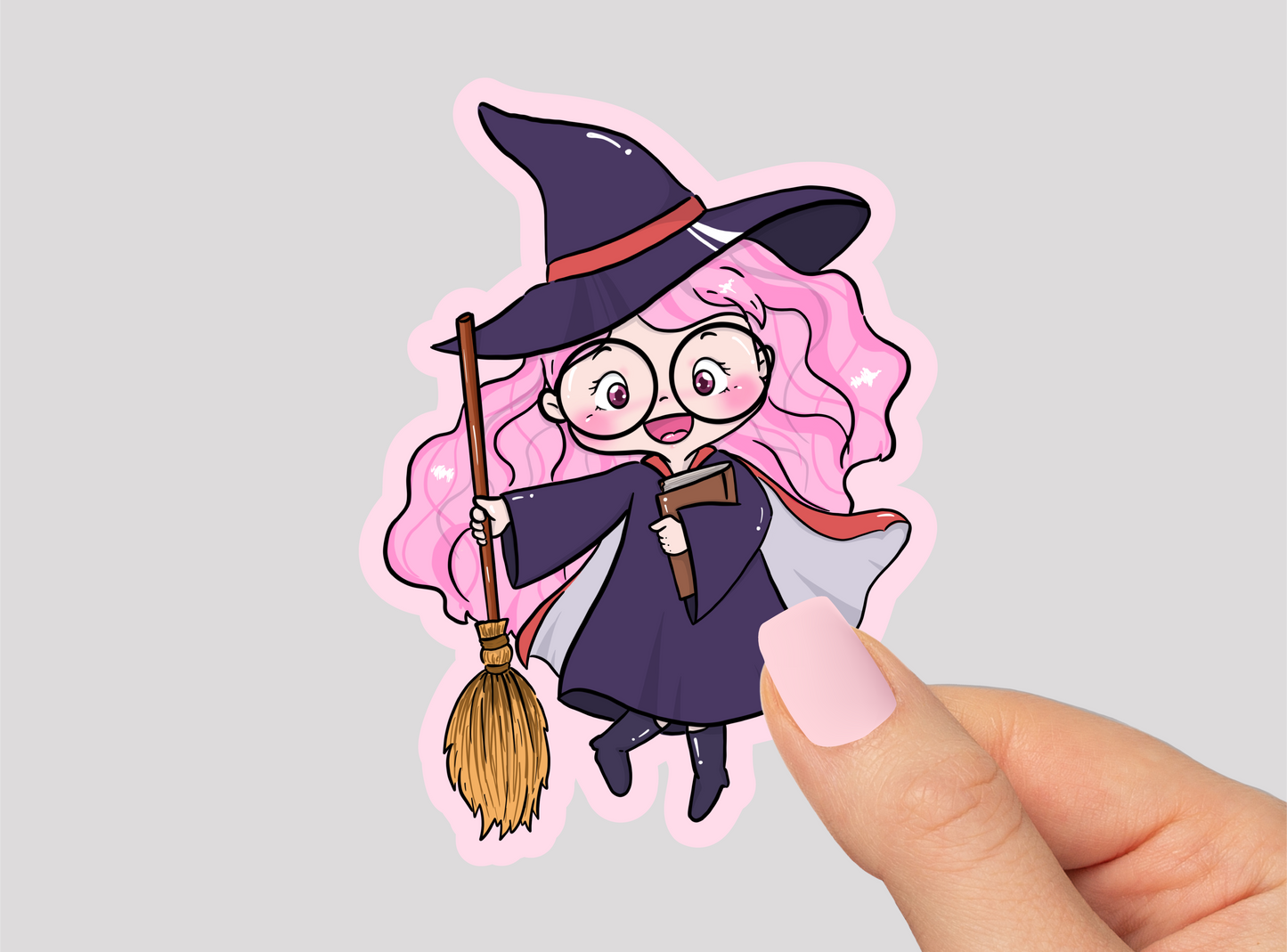 Cute Witch Vinyl Die Cut Sticker