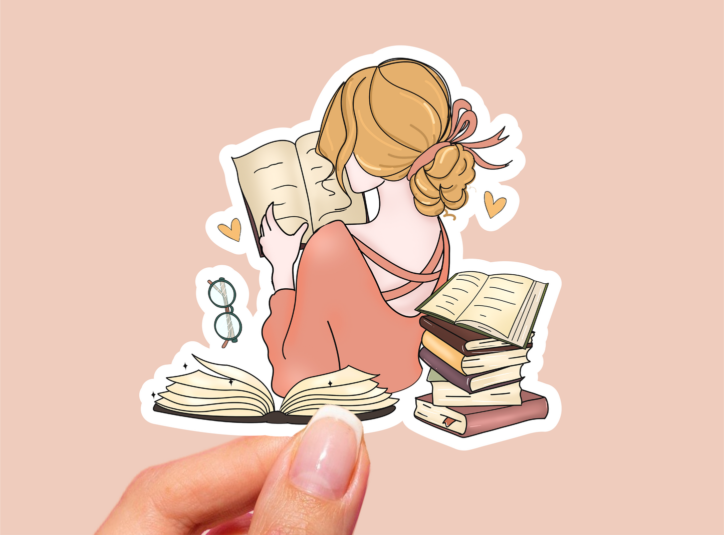 Reading Books Vinyl Die Cut Sticker