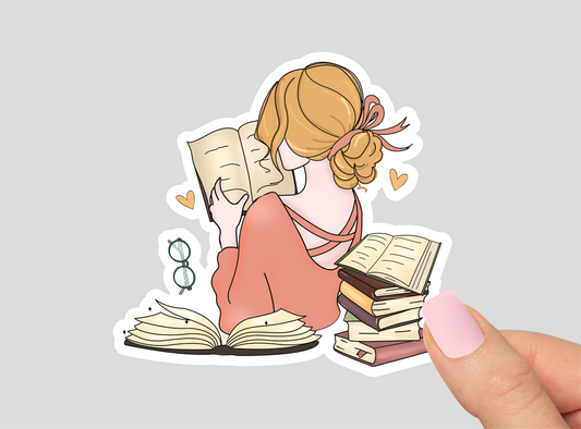 Reading Books Vinyl Die Cut Sticker