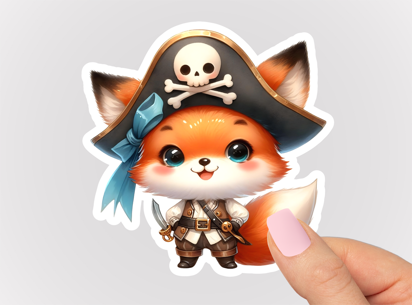 Pirate Fox Vinyl Die Cut Sticker