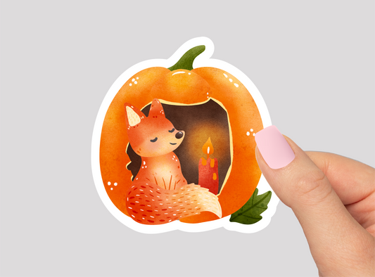 Fox Pumpkin Vinyl Die Cut Sticker