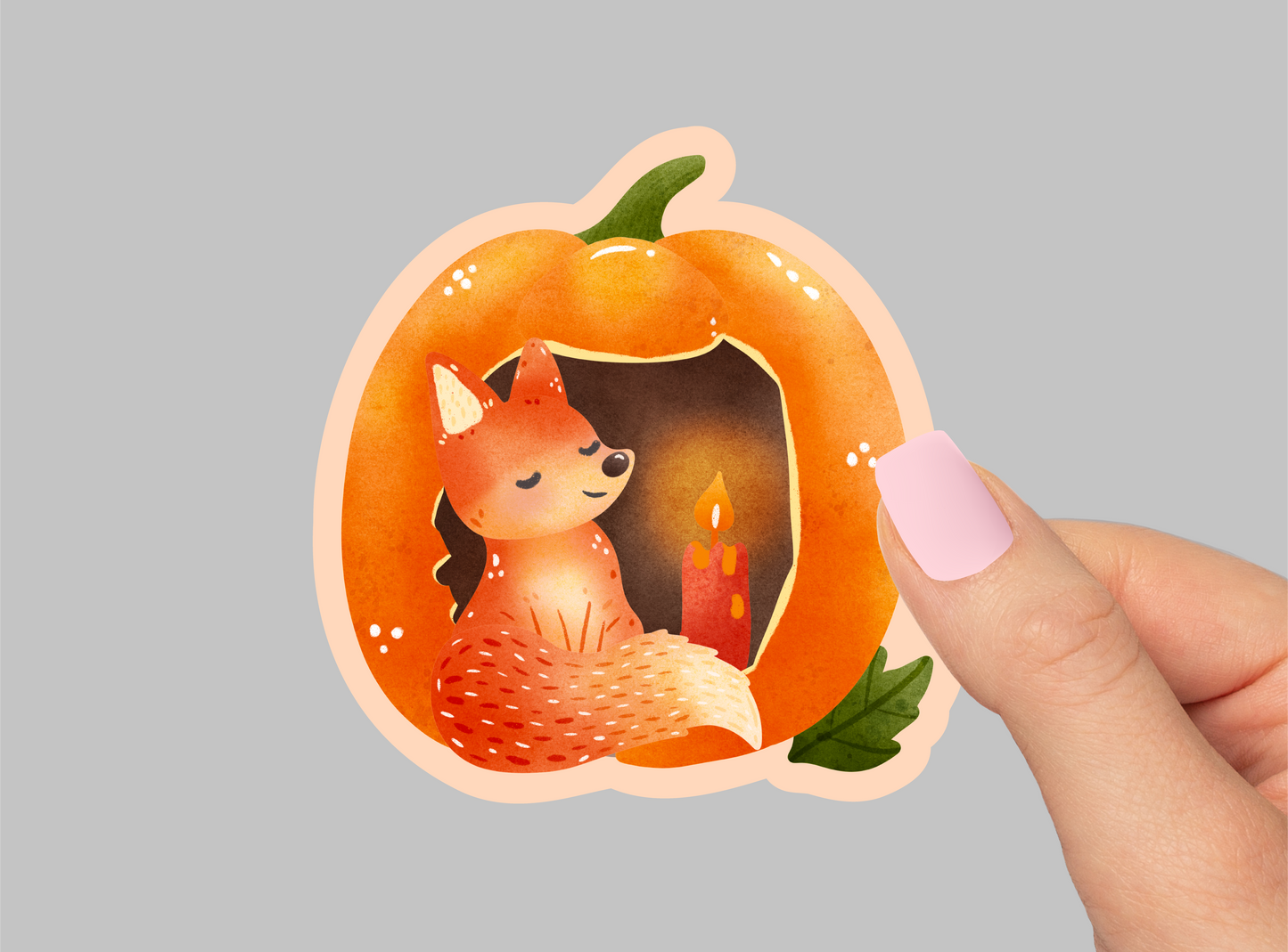 Fox Pumpkin Vinyl Die Cut Sticker