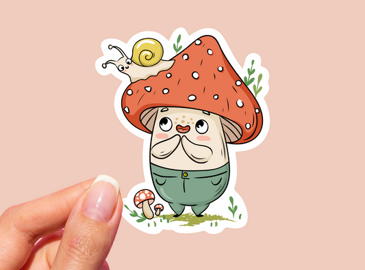 Cute Mushroom Vinyl Die Cut Sticker