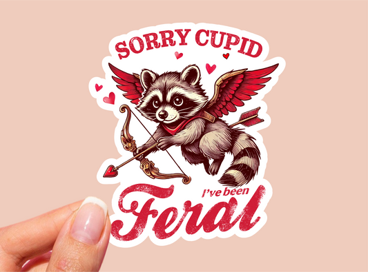 Raccoon Cupid Vinyl Die Cut Sticker