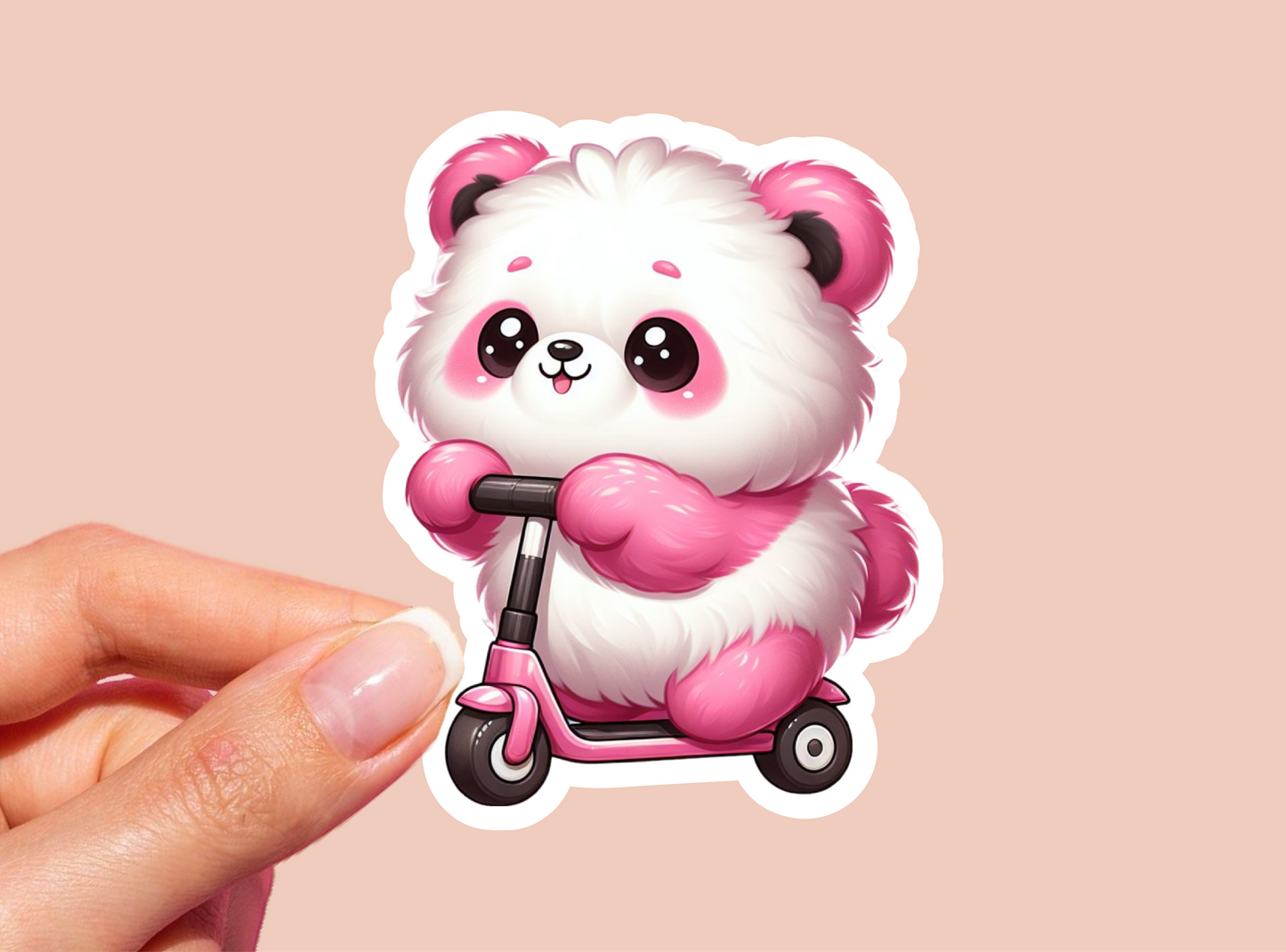 Cute Pink Panda Die Cut Sticker