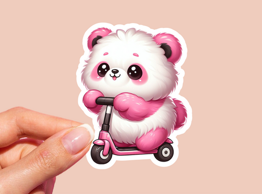 Cute Pink Panda Die Cut Sticker