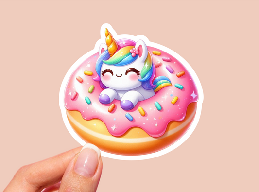 Donut Unicorn Vinyl Die Cut Sticker