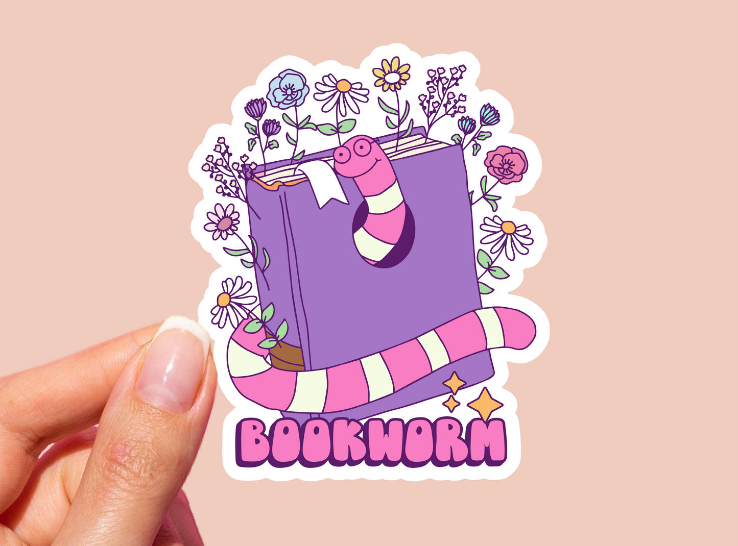 Bookworm Vinyl Die Cut Sticker