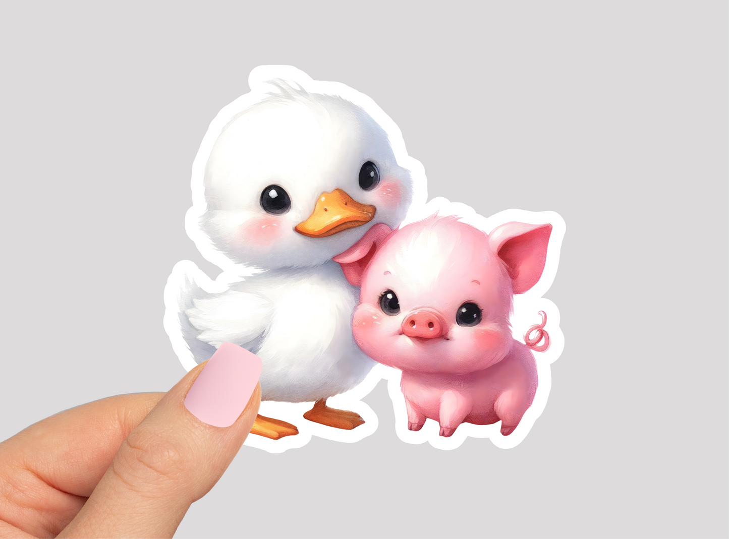 Duck and Piggy Vinyl Die Cut Sticker