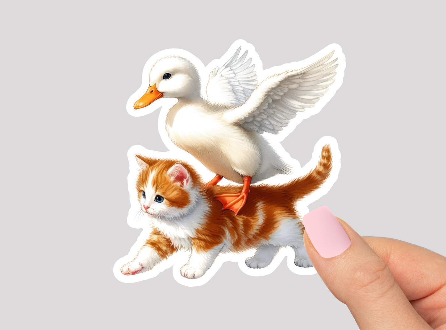 Cat and Duck Vinyl Die Cut Sticker