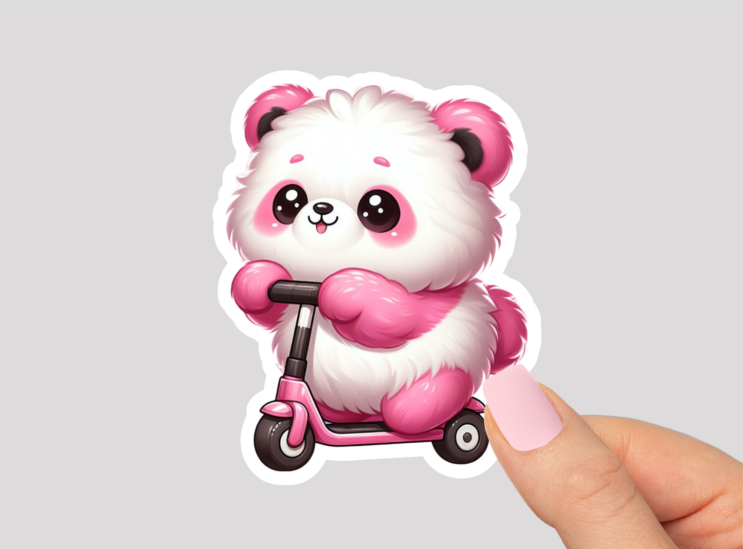 Cute Pink Panda Die Cut Sticker